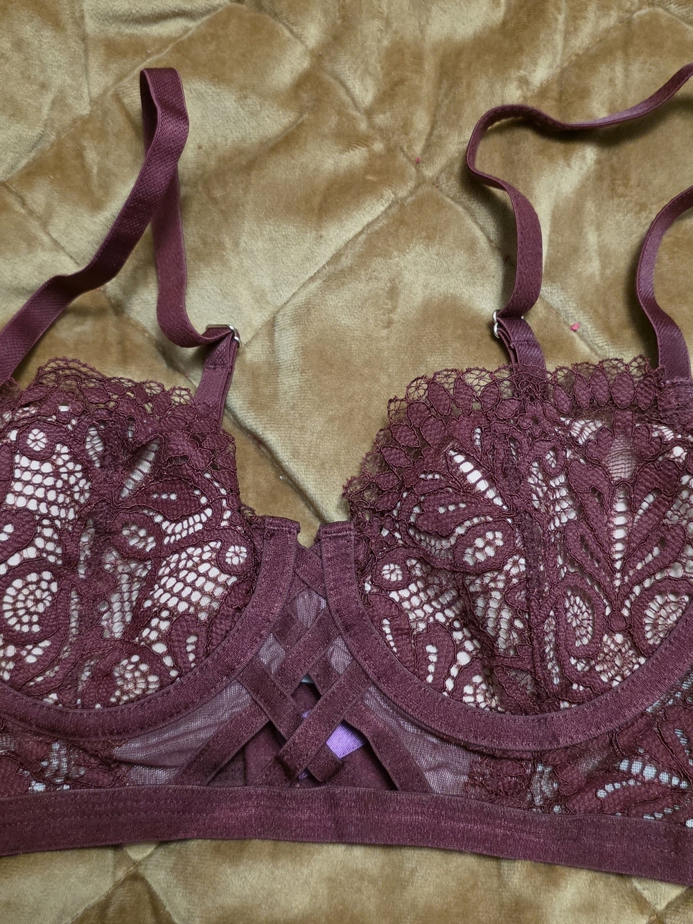Adore Me Burgundy Lace Underwire Bralette
